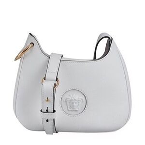 New Versace La Medusa Leather Hobo, White